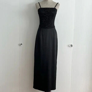 Rampage Vintage Y2K Satin Embellished Evening Gown Fairy Whimsygoth Sz. 5 Black